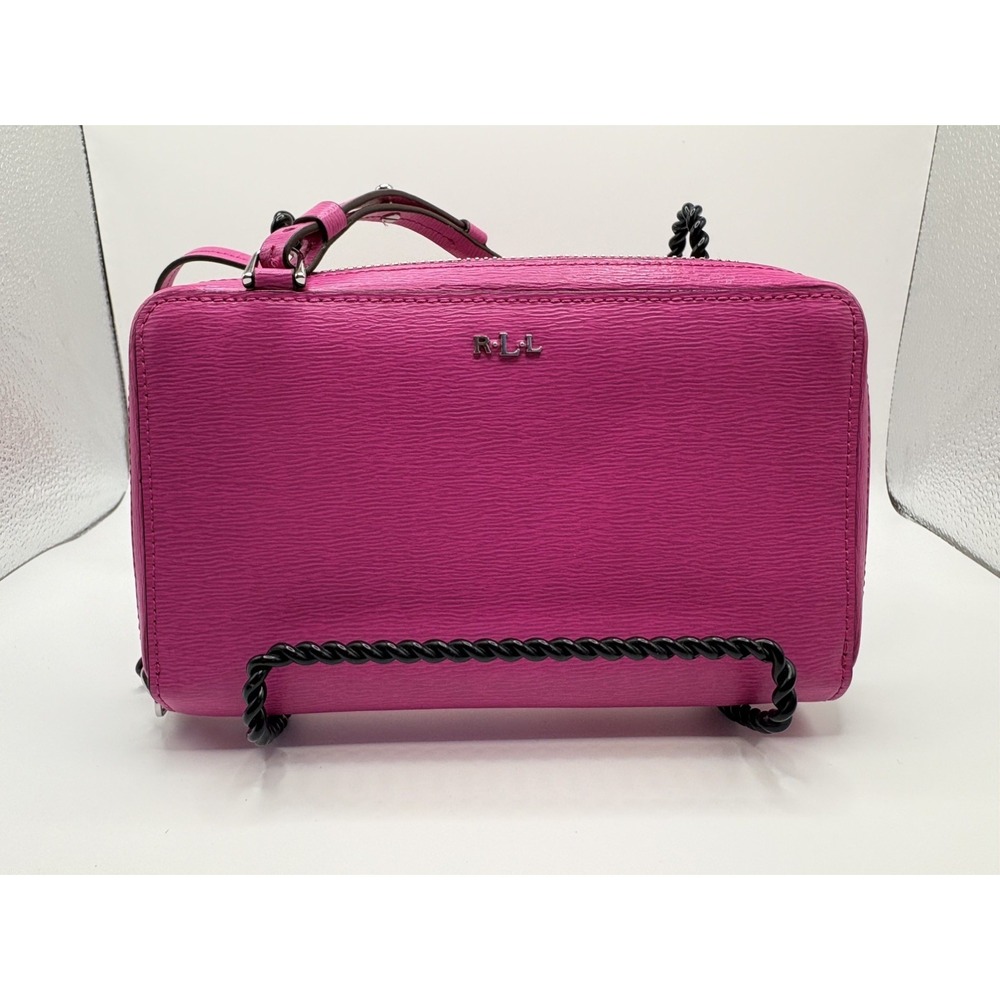 R.L.L. Lauren Ralph Lauren Hot Pink Leather Organizer Wallet Crossbody Bag